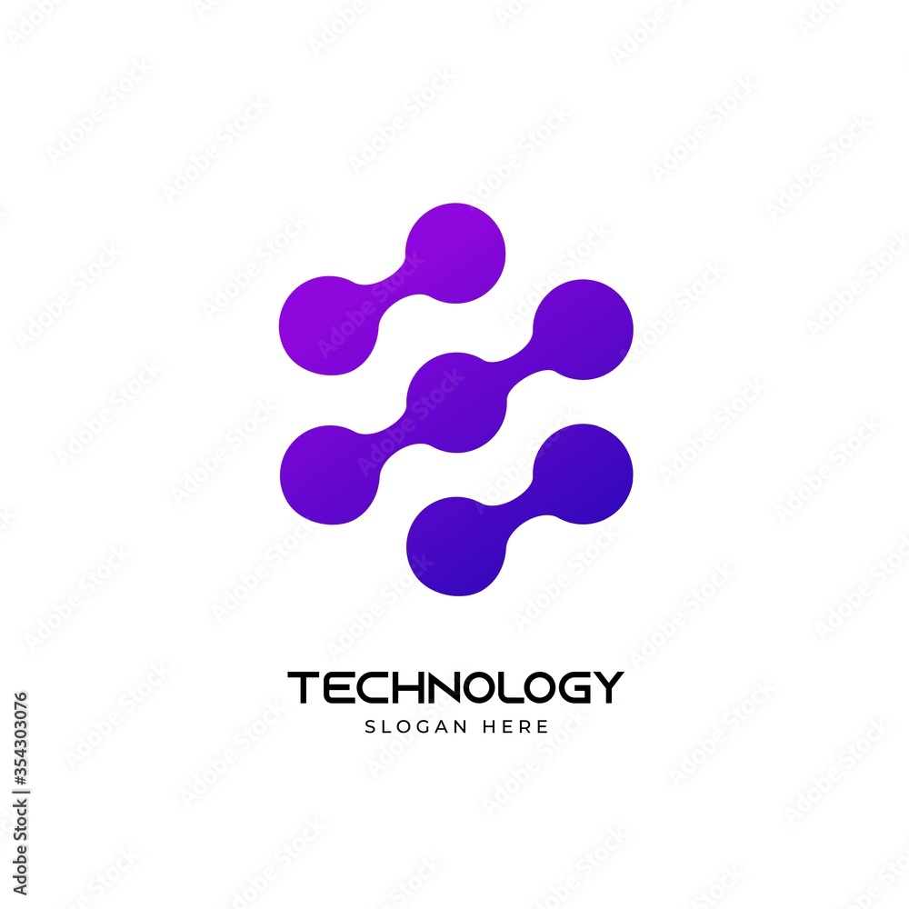 Dots Connected as Network Technology Logo Design Vector Template Dots Connected as Network Technology Logo Design Vector Template