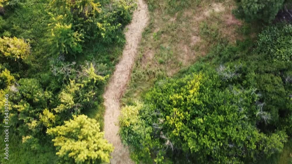 aerial view of small dirt road in nature. aerial view of small dirt road in nature.