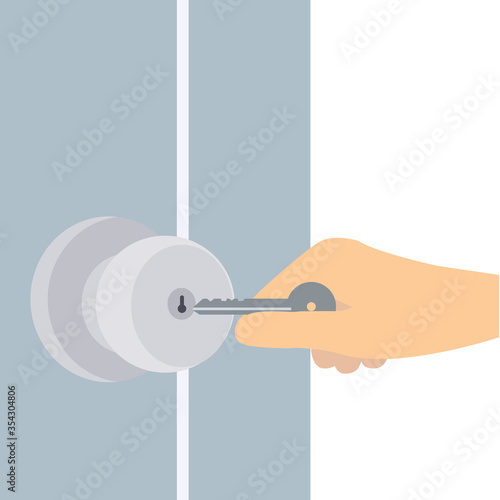 Foto Use a key to open door. unlock door