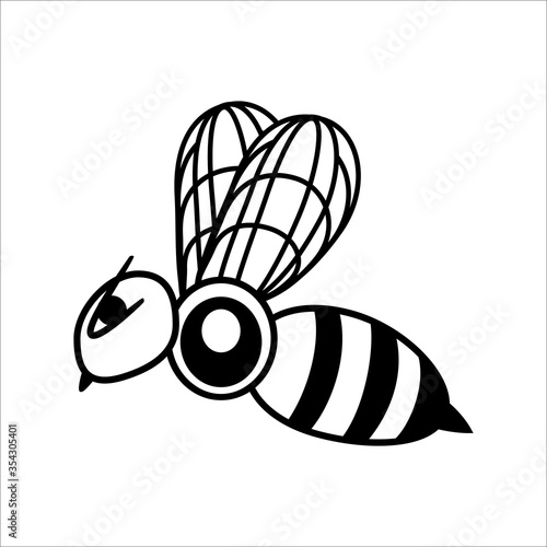 Bee logo design. Honeybee abstract symbol. Outline flying insect icon. Steampunk stock illustration