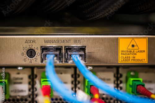 Network cable plugged on equipment