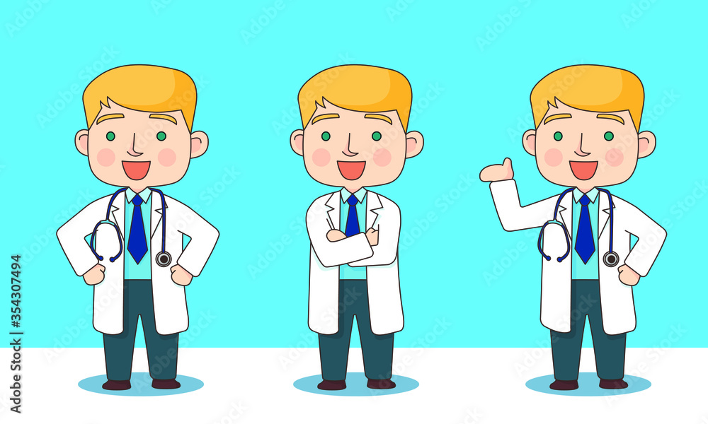 Doctor C with 3 poses give information Set A (with line stroke) Doctor C with 3 poses give information Set A (with line stroke)