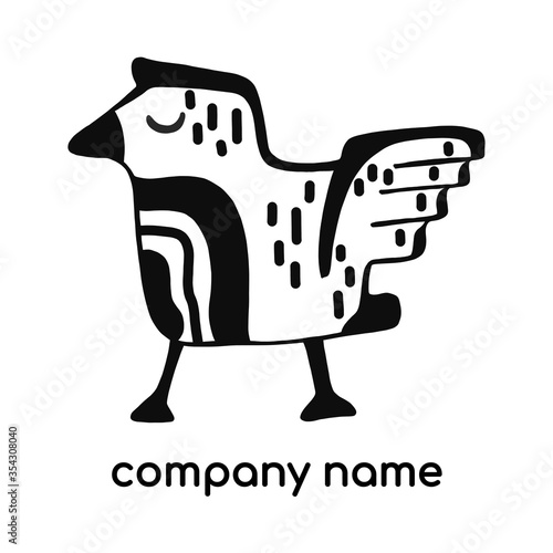 bird vector illustration drawn by hand in black and white. suitable for logos of farm companies and organic farms. isolated on a white background. minimalistic style