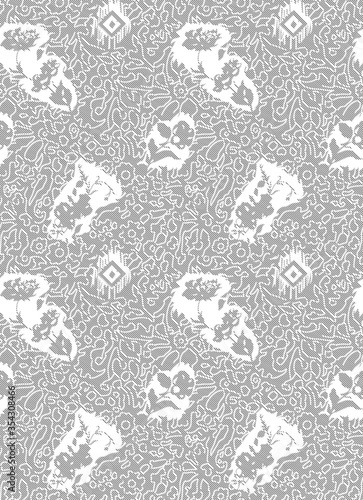 seamless pattern with black and white spots