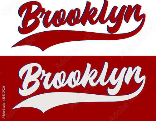 BROOKLYN, varsity, slogan graphic for t-shirt, vector