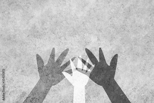 Obraz na plátně Hands of different colors unite against racism