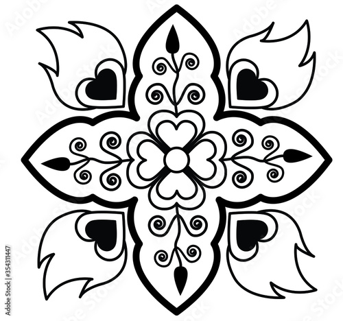 Fototapeta Naklejka Na Ścianę i Meble -  black and white Floral tattoo design