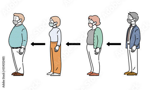 並ぶ人々のイラスト