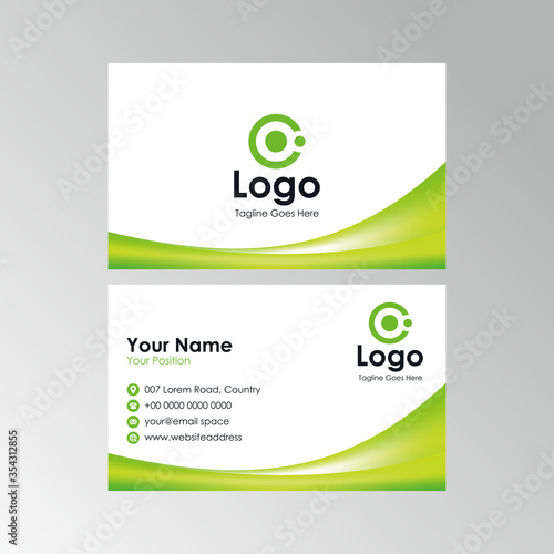 abstract fresh stylish green wave business card design, professional name card template vector