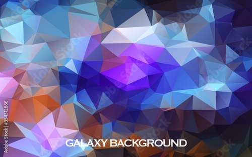 Polygonal Space background with nebula and stars. Magic color Infinite universe and starry night. Vector illustration for poster design. High technology, milky way concept. 