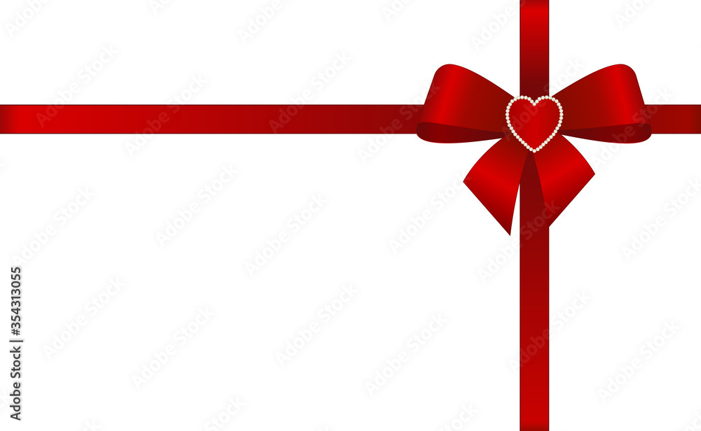 Invitation, Greeting or Gift Card With Red Ribbon And A Bow. Gift Voucher Template with place for text. Invitation, Greeting or Gift Card With Red Ribbon And A Bow. Gift Voucher Template with place for text.