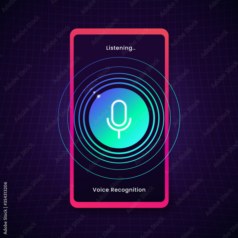 smartphone digital voice recognition listening sound concept design
