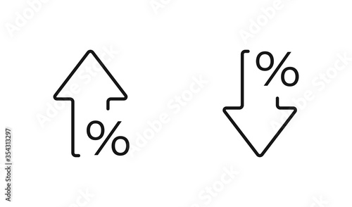 Percent arrow isolated icon in line style. Vector business concept photo