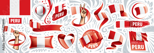 Vector set of the national flag of Peru in various creative designs