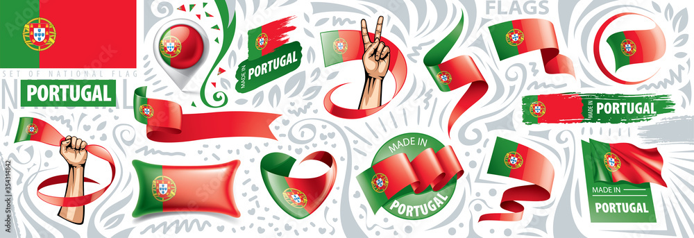 Vector set of the national flag of Portugal in various creative designs Vector set of the national flag of Portugal in various creative designs