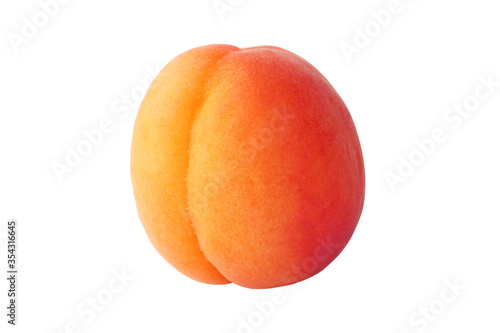 Peach isolated on a white background. Close-up. Top view.