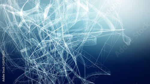 High tech blue wave dark background. Abstract technology big data digital background. 3d rendering. © Papapig