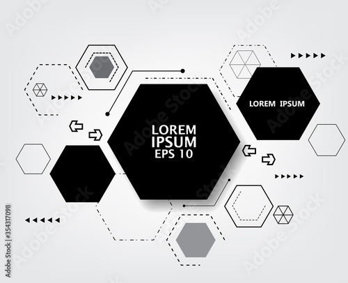 geometric gray backgound hexagon pattern template.