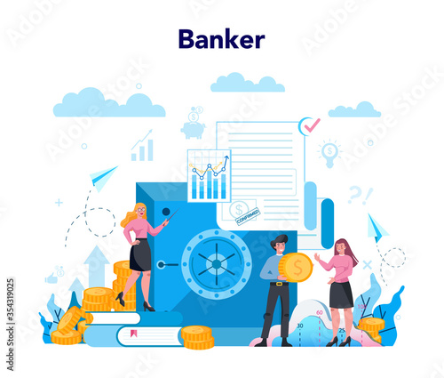 Banker or banking concept. Idea of finance income