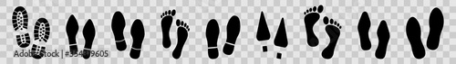 Collection of human footprints icon. Traces of human shoes. Steps.  Vector illustration