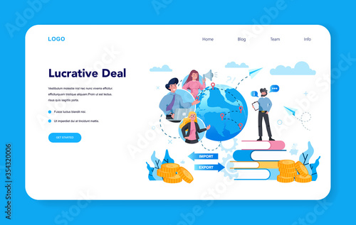 Enterpreneur web banner or landing page. Idea of lucrative business,
