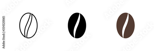 Coffee bean set isolated icon in flat style. Vector