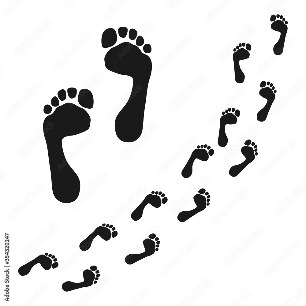 Human footprint vector black silhouette set isolated on a white background. Human footprint vector black silhouette set isolated on a white background.