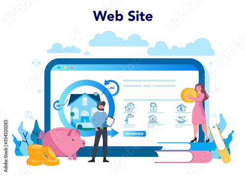 Insurance agent online service or platform. Idea of security and protection