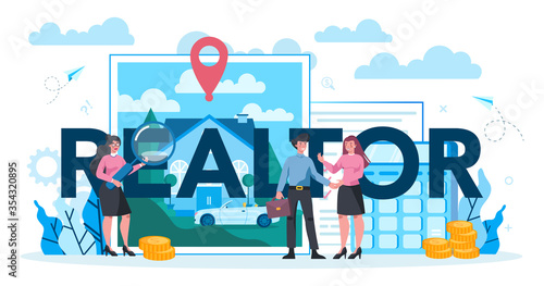 Qualified real estate agent or realtor typographic header concept.