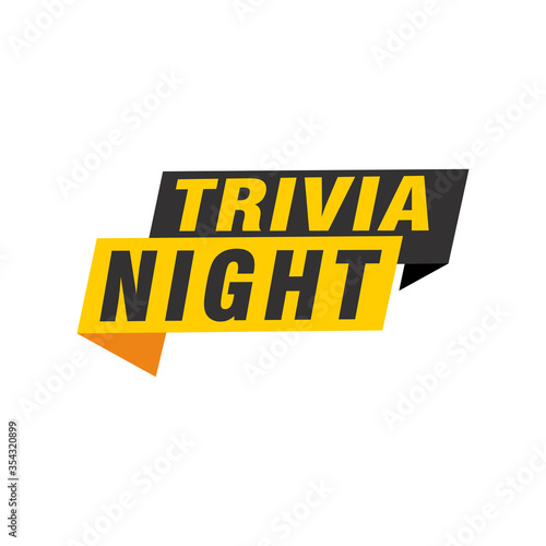 Trivia Night labels banners vector ribbon design template. Banner sale tag. Market special offer discount label