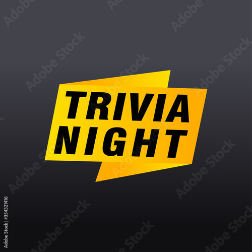 Trivia Night labels banners vector ribbon design template. Banner sale tag. Market special offer discount label