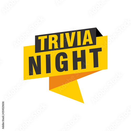 Trivia Night labels banners vector ribbon design template. Banner sale tag. Market special offer discount label
