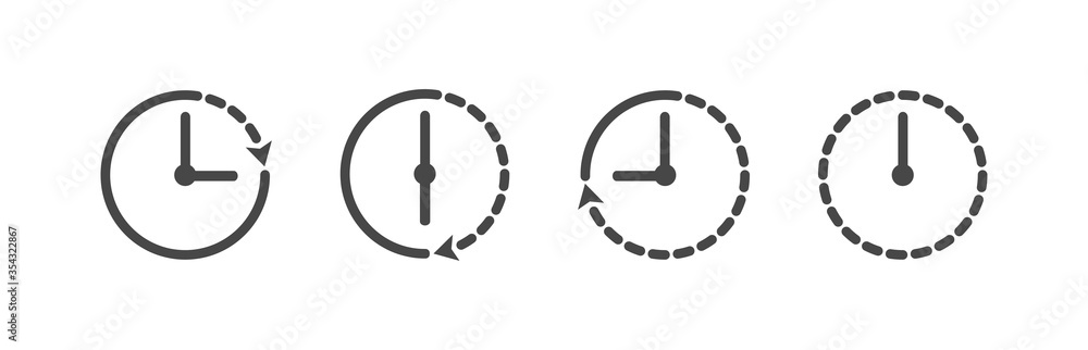 Set of time icon. Clock icon in linear style. Vector Set of time icon. Clock icon in linear style. Vector
