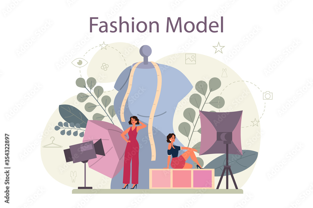 Fashion model concept. Man and woman represent new clothes Fashion model concept. Man and woman represent new clothes