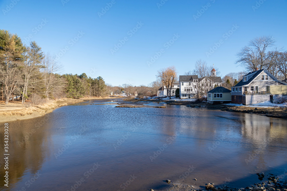View of the small village of Kennebunkport, Maine, USA
