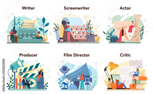 Film production profession set. Idea of creative people and profession.