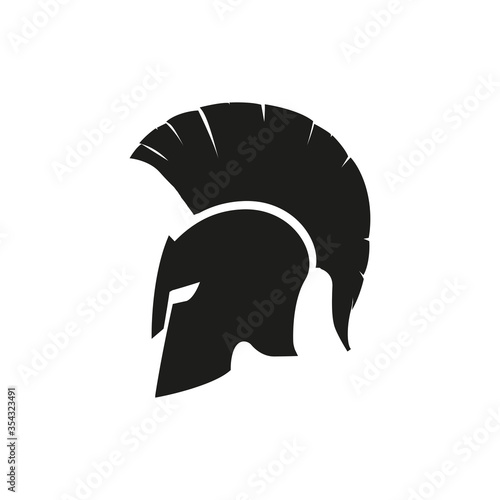 Sparta helmet mask isolated icon. Vector design logo illustration in flat