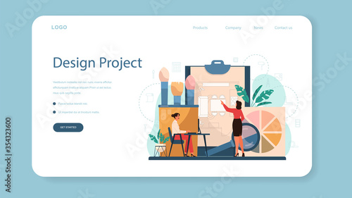 Professional interior designer web banner or landing page.