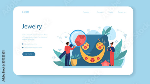 Jeweler and jewelry web banner or landing page. Idea of creative
