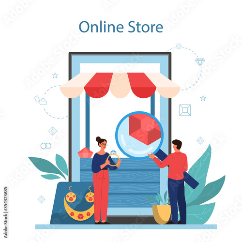 Jeweler and jewelry online service or platform. Person working