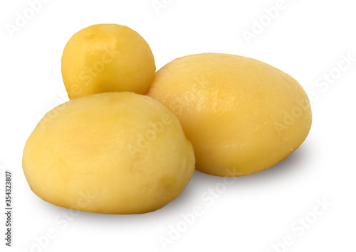 Boiled peeled potatoes on white