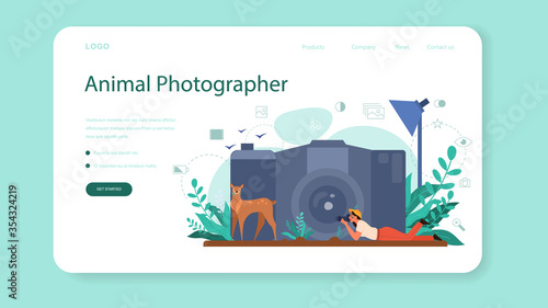 Animal photographer concept. Professional photographer with camera