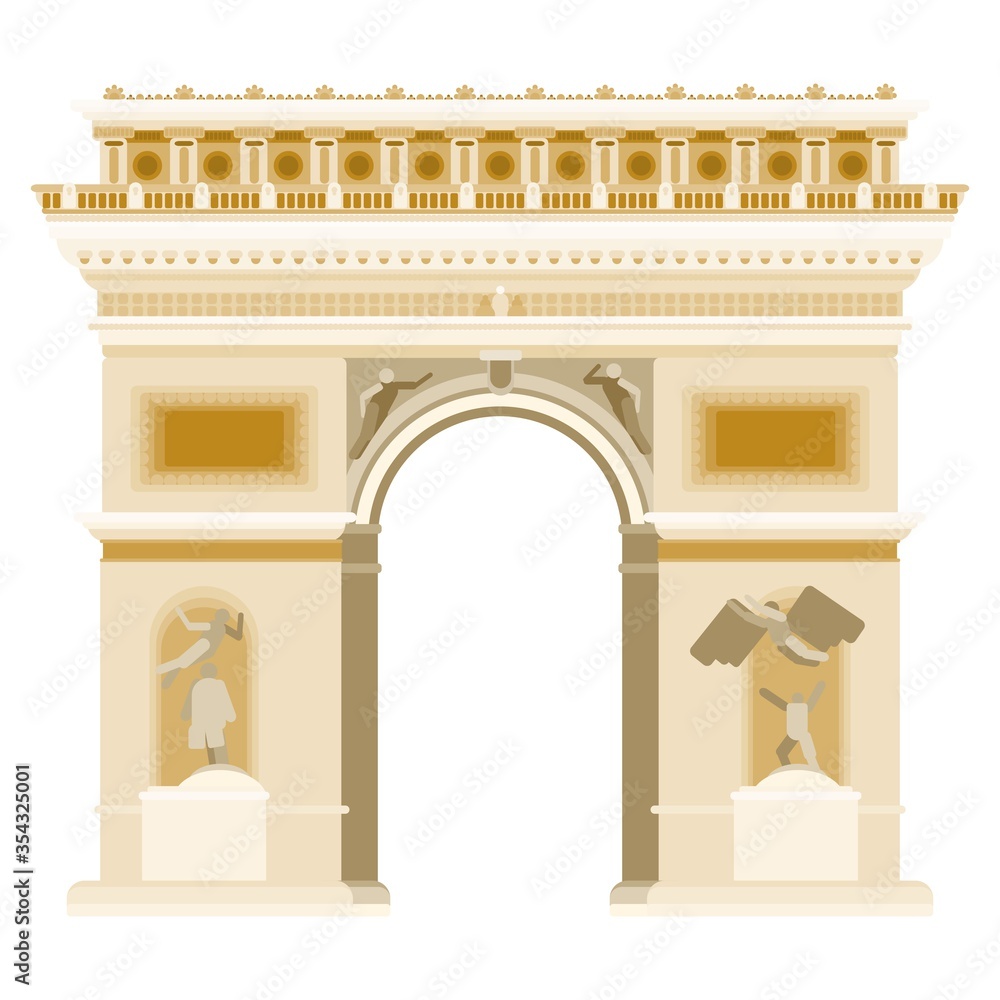 Fototapeta premium triumphal arch in paris gate monument. flat style