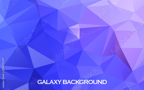 Galaxy Background. Modern Polygonal shapes background, low poly triangles mosaic, Triangular aurora, galaxy backdrop, vector design wallpaper. High technology concept.