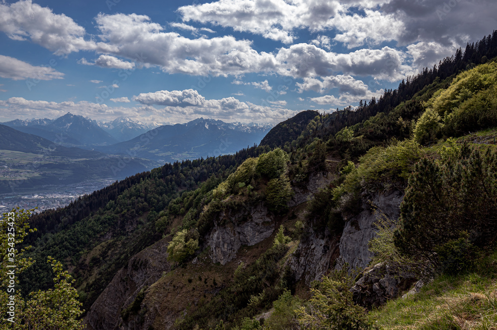 mountain landscape with blue sky.Inntal.Tirol