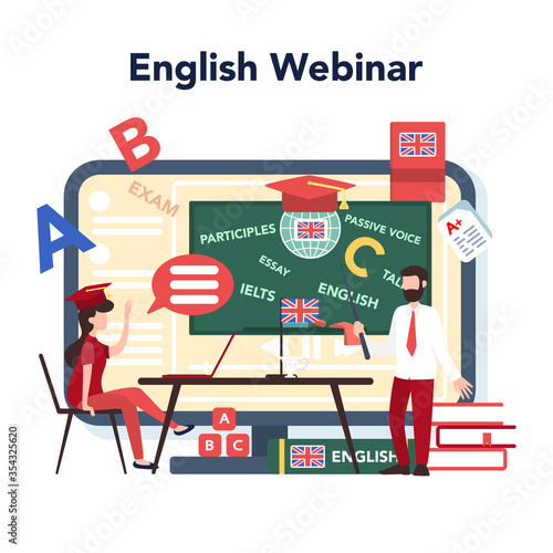 English course online service or platform. Study foreign languages