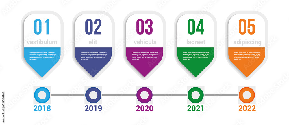 Infographics timeline. Business timeline elements and steps to goal ...