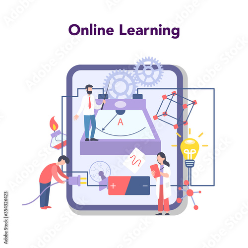 Physics school subject online education service or platform. Scientist