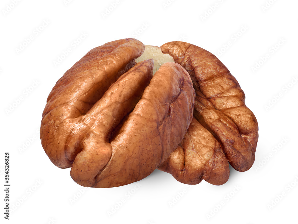 Pecan nuts isolated on white background Pecan nuts isolated on white background