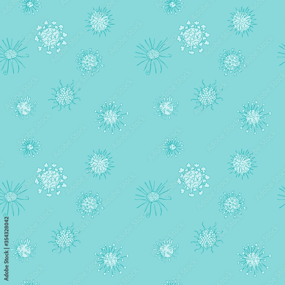 microbes green background seamless pattern viruses microbes green background seamless pattern viruses